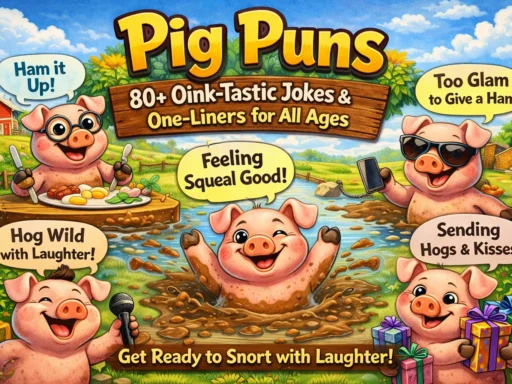 Cute pig illustration for funny pig puns and jokes collection